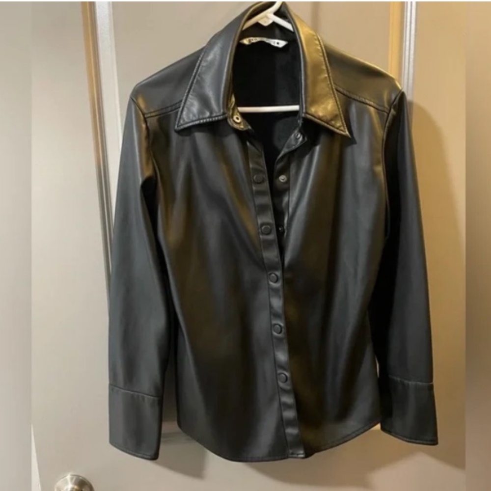 Zara faux leather shirt